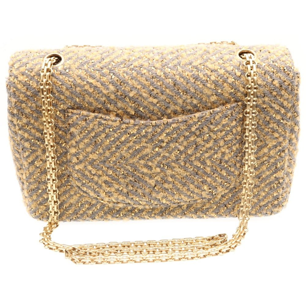CHANEL(シャネル) マトラッセ25 Wチェーン シングルフラップ ゴールド ツイード GD金具 ショルダーバッグ