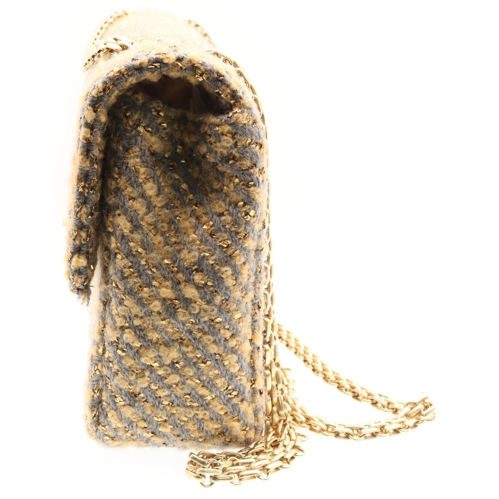 CHANEL(シャネル) マトラッセ25 Wチェーン シングルフラップ ゴールド ツイード GD金具 ショルダーバッグ