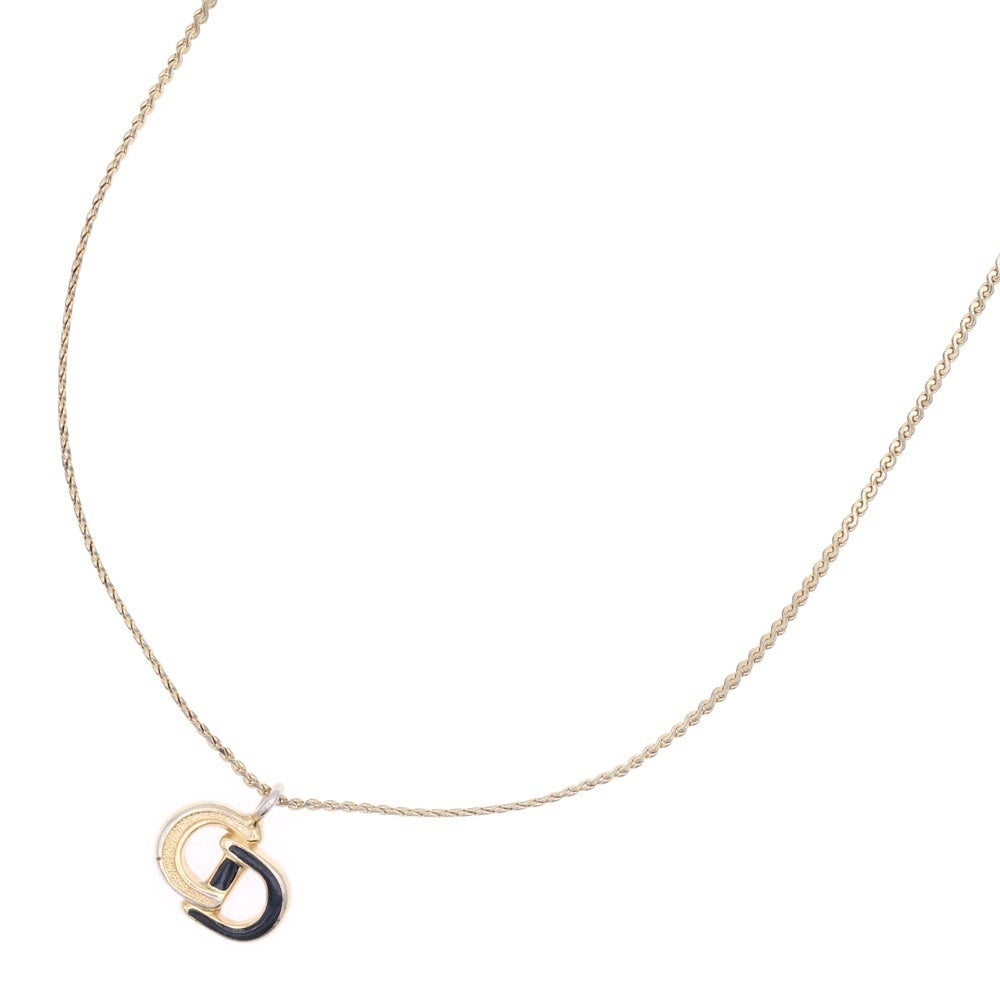 Christian Dior(クリスチャンディオール) ロゴネックレス ペンダント ゴールド×ブラック GP