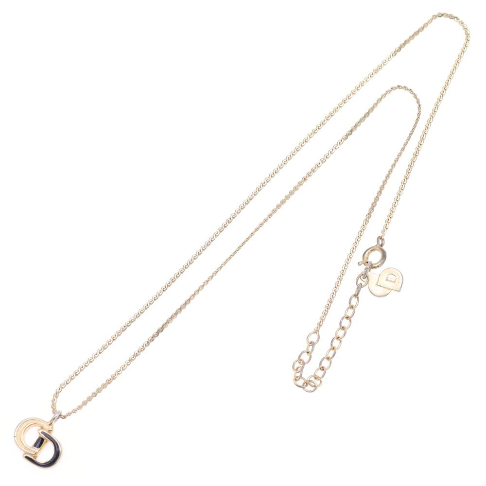 Christian Dior(クリスチャンディオール) ロゴネックレス ペンダント ゴールド×ブラック GP