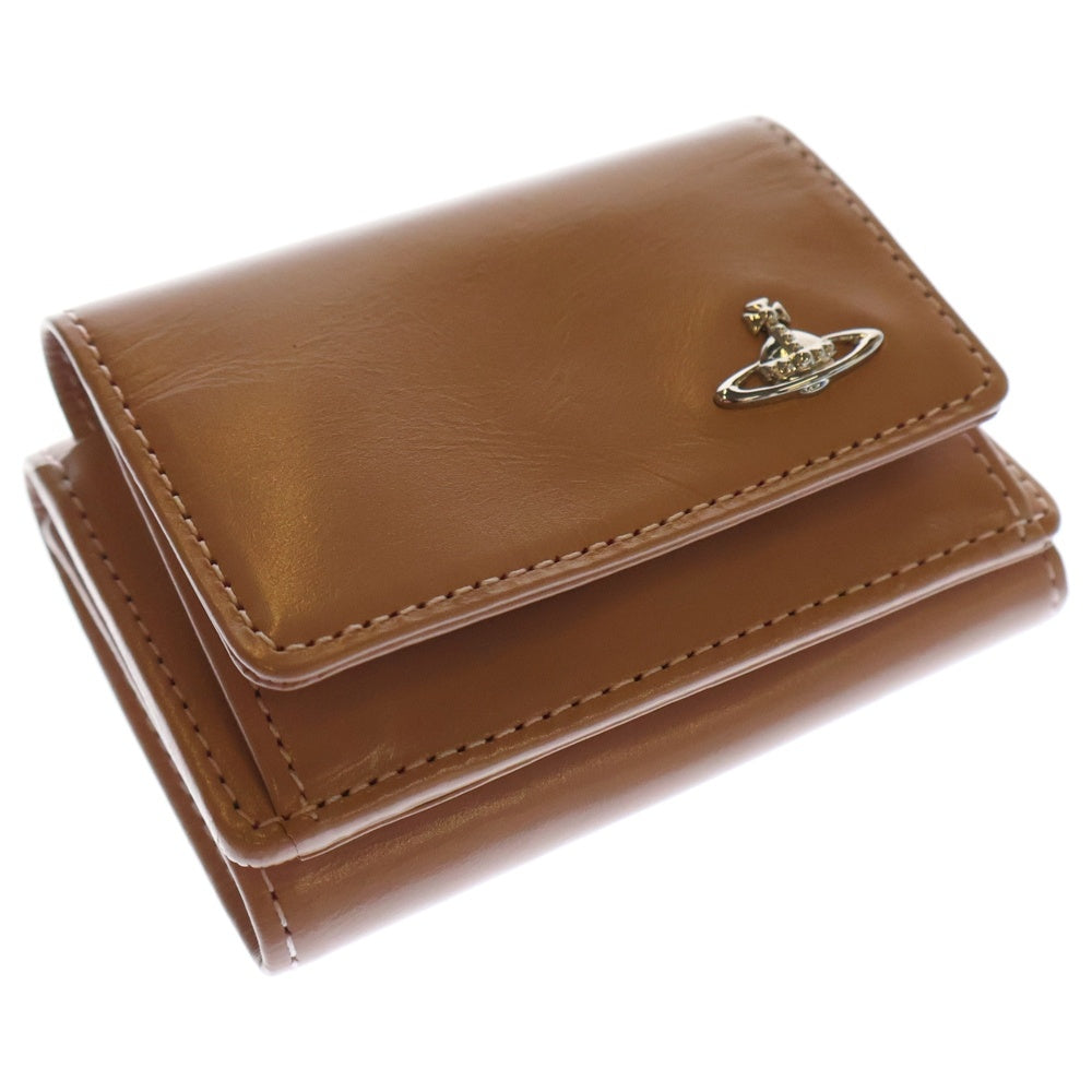 Vivienne Westwood(ヴィヴィアンウエストウッド) オーブロゴ レザー コンパクトウォレット 三つ折り財布 ピンク レディース