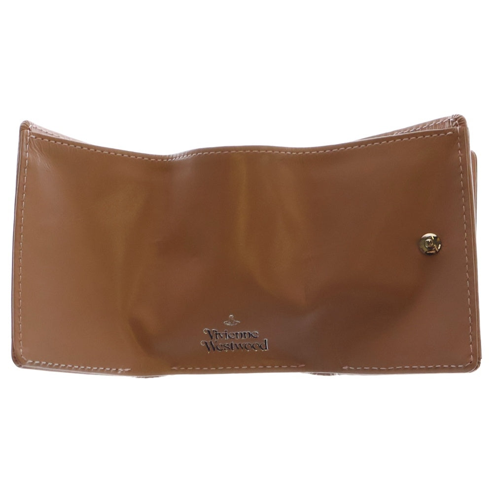 Vivienne Westwood(ヴィヴィアンウエストウッド) オーブロゴ レザー コンパクトウォレット 三つ折り財布 ピンク レディース