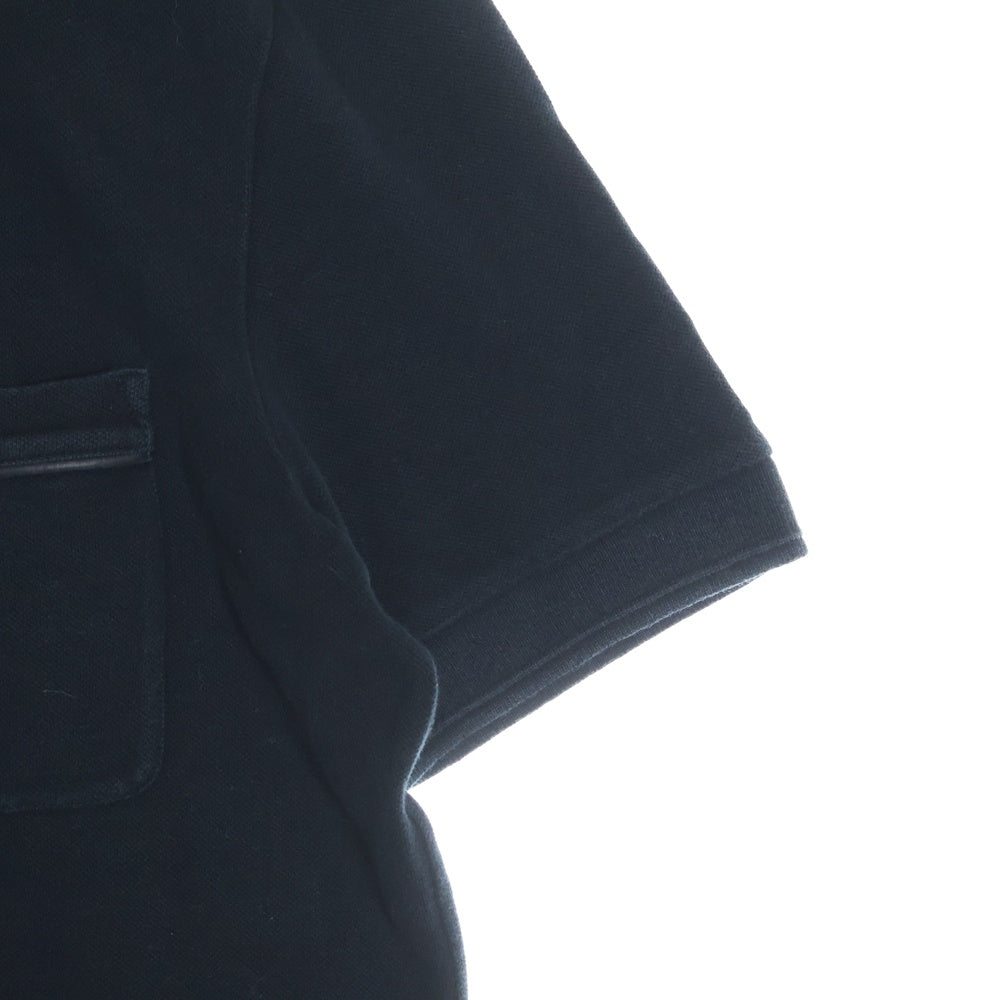 Berluti(ベルルッティ) レザー切替ポケット コットン半袖ポロシャツ ブラック R10JPS01CAET