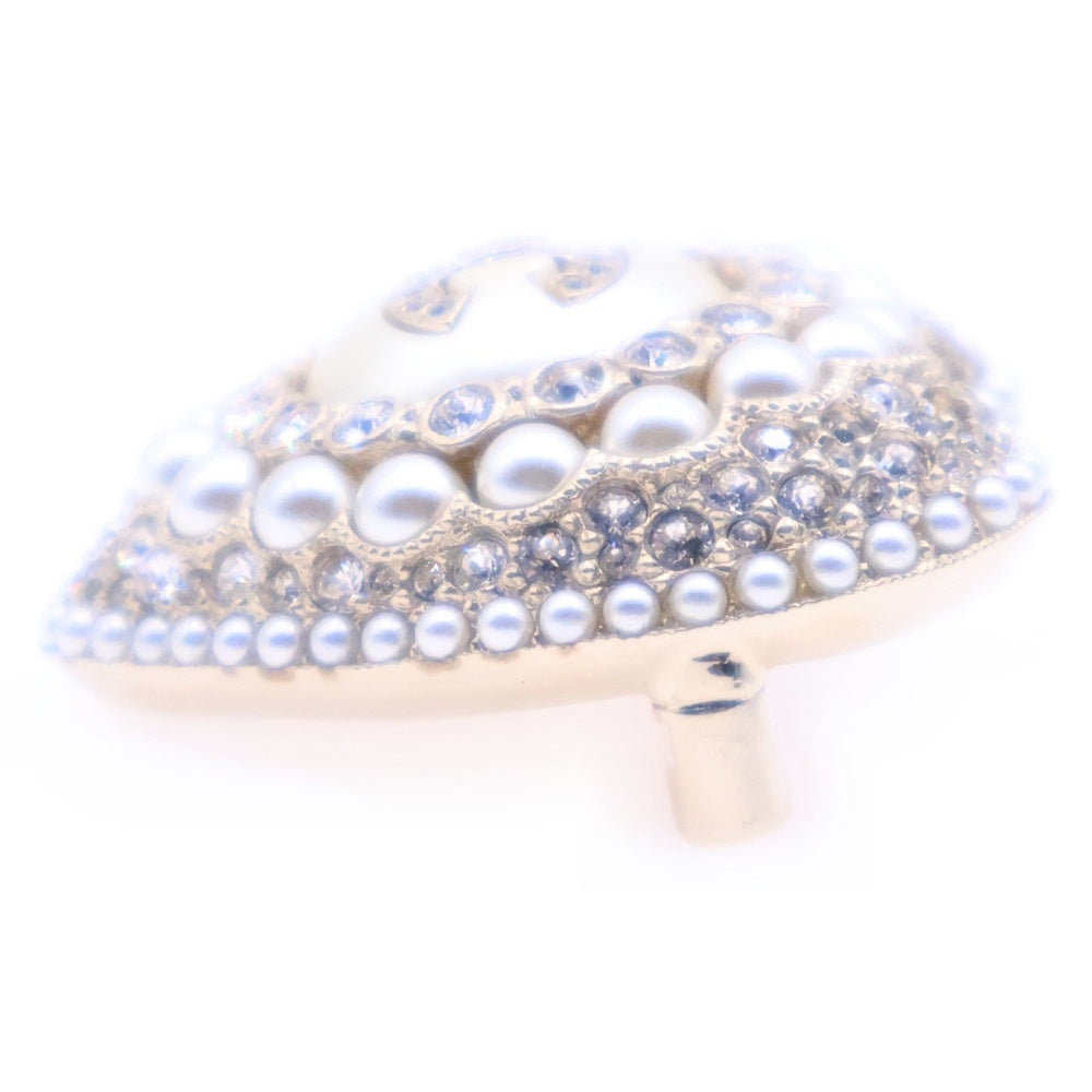 CHANEL(シャネル) ココマーク ハート ブローチ バッジ GP×ラインストーン×フェイクパール ゴールド L22B