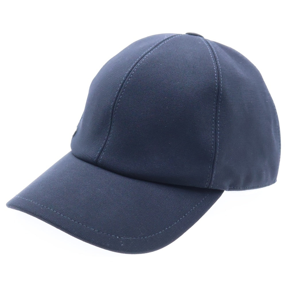 HERMES(エルメス) セリエ ビスコース コットン ワンポイントロゴプレート 6パネル ベースボールキャップ 帽子 ブラック/シルバー