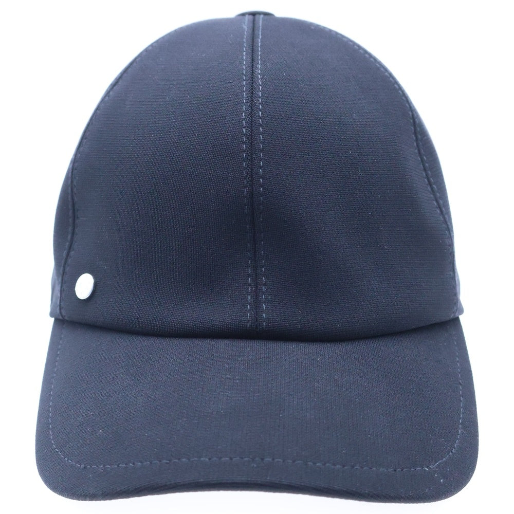 HERMES(エルメス) セリエ ビスコース コットン ワンポイントロゴプレート 6パネル ベースボールキャップ 帽子 ブラック/シルバー