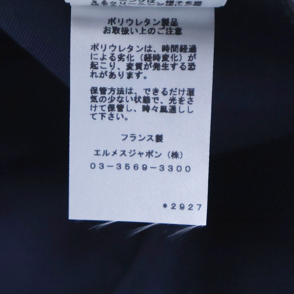 HERMES(エルメス) セリエ ビスコース コットン ワンポイントロゴプレート 6パネル ベースボールキャップ 帽子 ブラック/シルバー