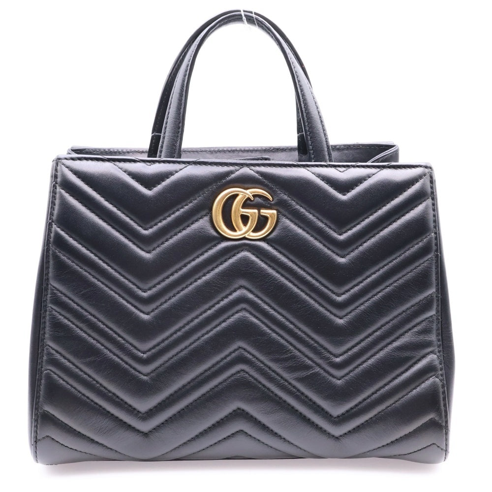 GUCCI(グッチ) GGマーモント キルティング 2WAYバッグ ハンドバッグ ショルダーバッグ ブラック ゴールド金具 レザー 448054