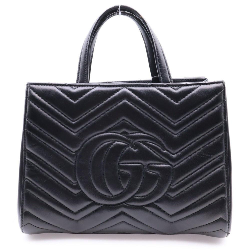 GUCCI(グッチ) GGマーモント キルティング 2WAYバッグ ハンドバッグ ショルダーバッグ ブラック ゴールド金具 レザー 448054