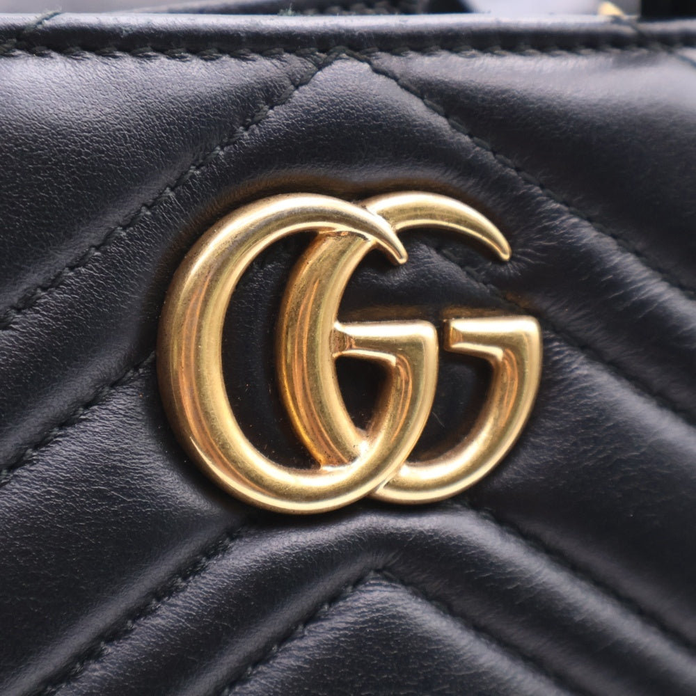 GUCCI(グッチ) GGマーモント キルティング 2WAYバッグ ハンドバッグ ショルダーバッグ ブラック ゴールド金具 レザー 448054