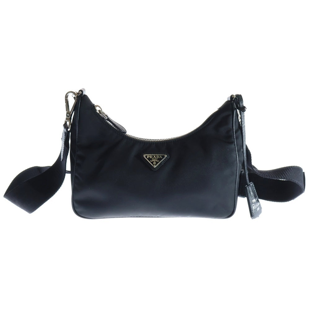 PRADA(プラダ) ワンショルダーバッグ リエディション 2005 ハンドバッグ ショルダーバッグ ブラック ロゴ三角プレート シルバー金具 ナイロン テスート 1BH204