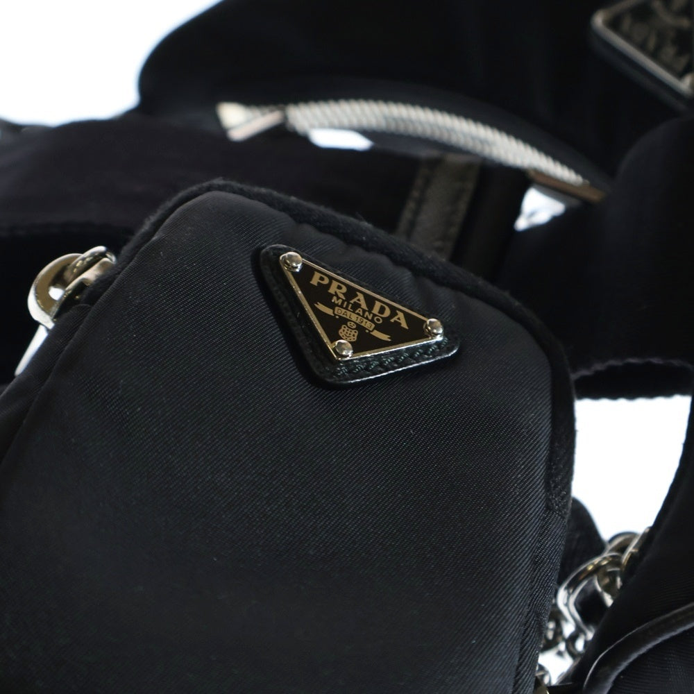 PRADA(プラダ) ワンショルダーバッグ リエディション 2005 ハンドバッグ ショルダーバッグ ブラック ロゴ三角プレート シルバー金具 ナイロン テスート 1BH204