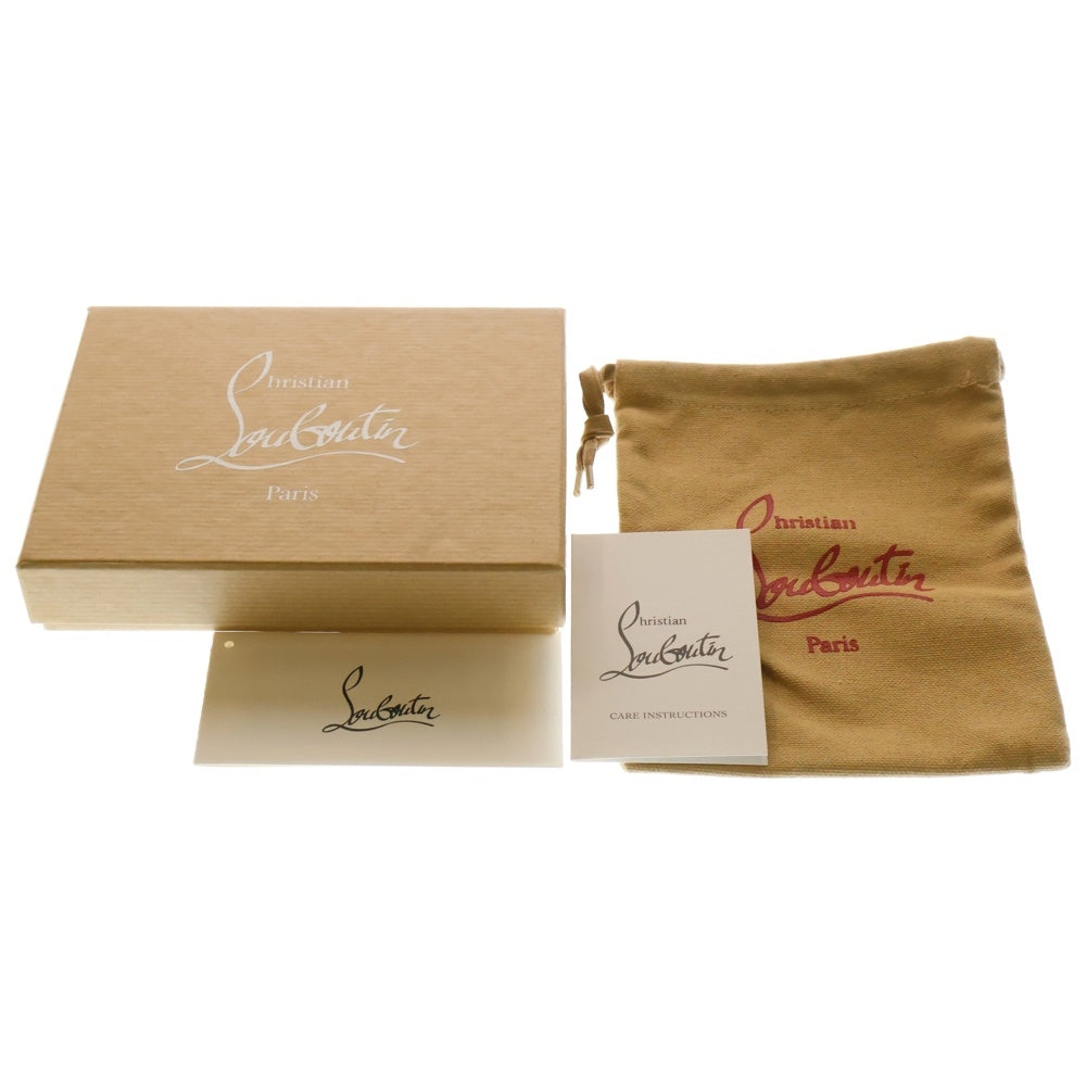 CHRISTIAN LOUBOUTIN(クリスチャンルブタン) パネトーネ スタッズ 二つ折り財布 コンパクトウォレット コインケース グレージュ×レザー