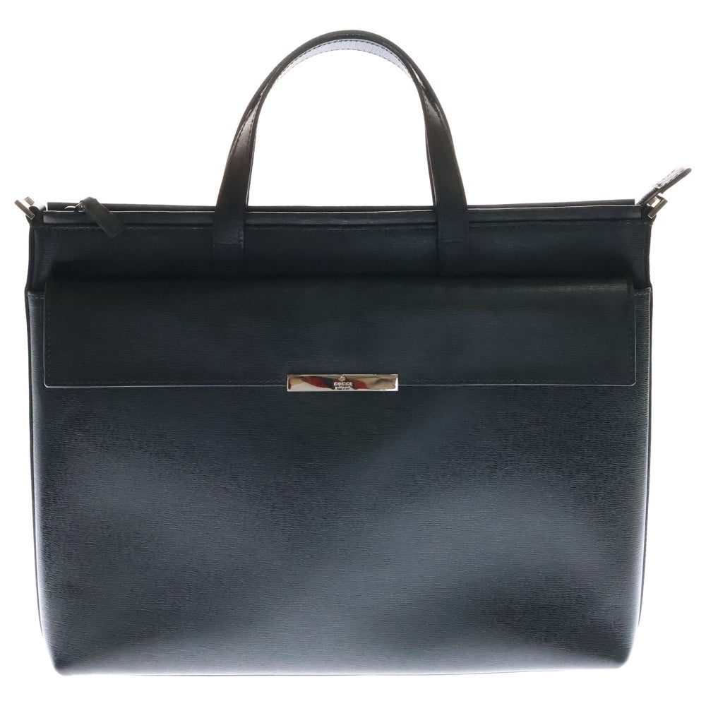 GUCCI(グッチ) ロゴ ブリーフケース ビジネスバッグ ハンドバッグ ブラック シルバー金具 レザー 0153712