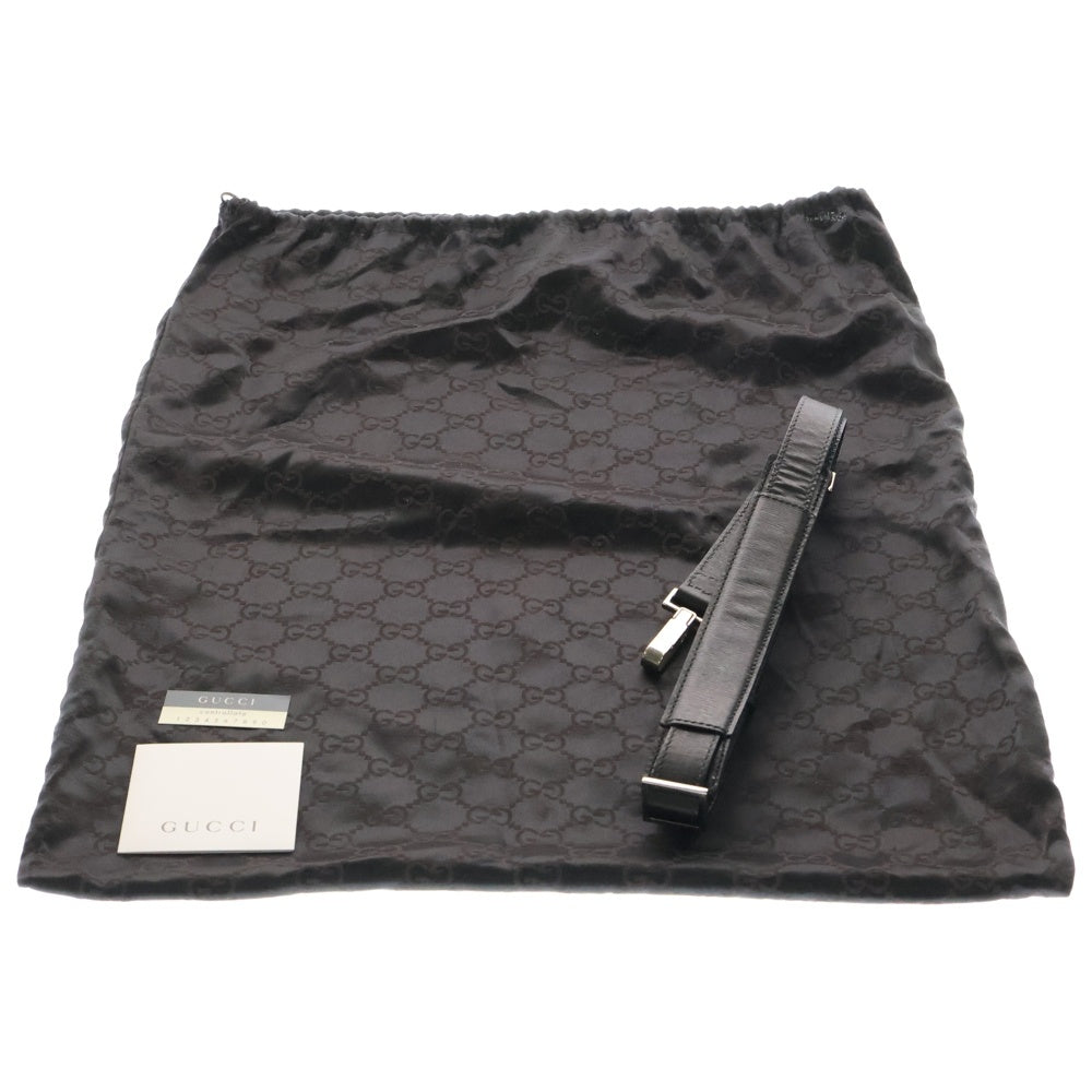 GUCCI(グッチ) ロゴ ブリーフケース ビジネスバッグ ハンドバッグ ブラック シルバー金具 レザー 0153712