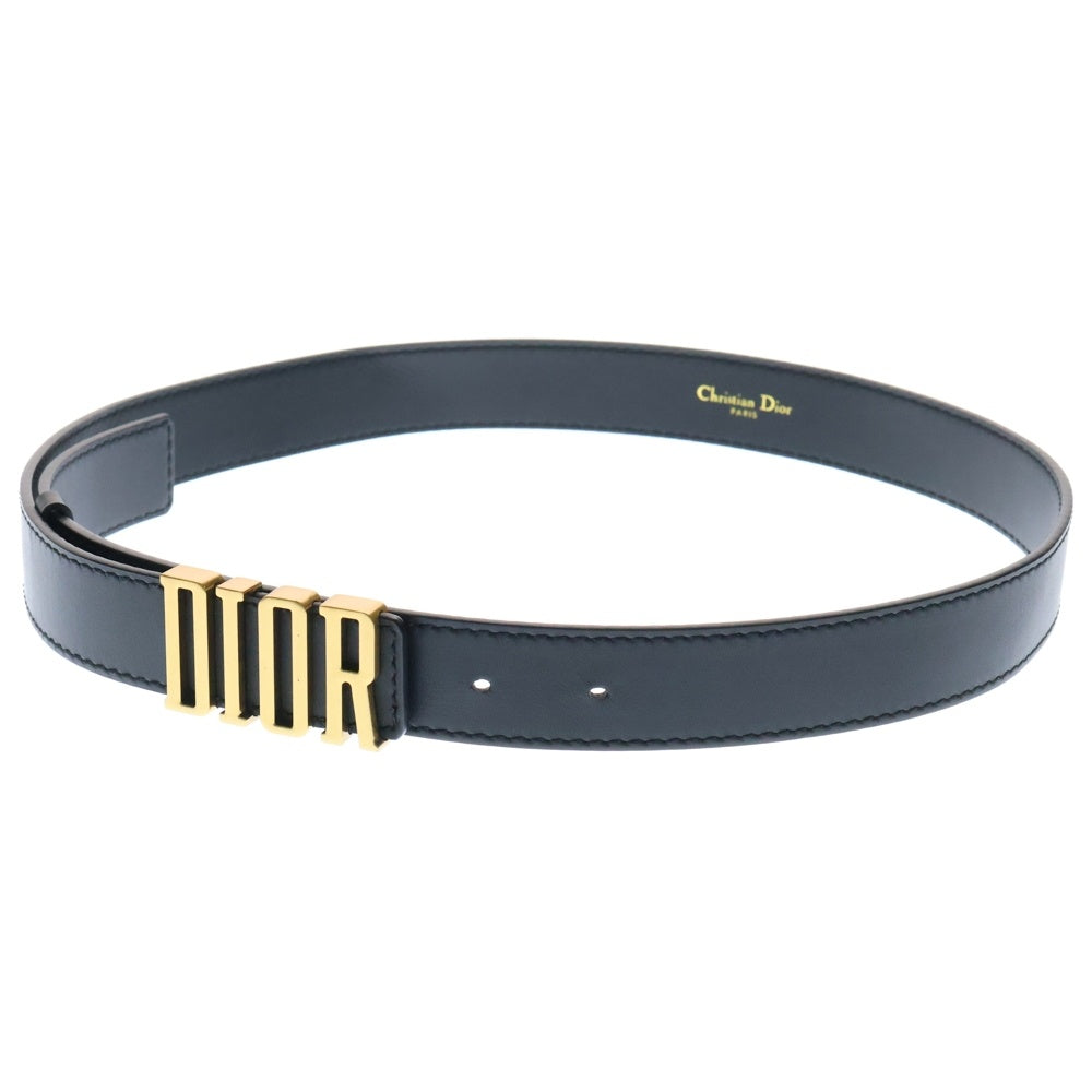 Christian Dior(クリスチャンディオール) D-Fence ディフェンス ロゴバックル レザーベルト ゴールド金具 ブラック