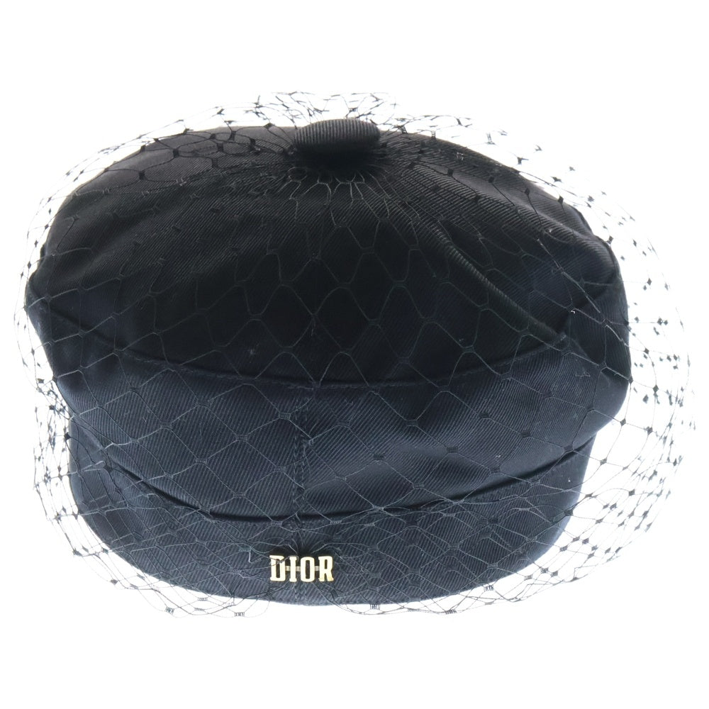 Christian Dior(クリスチャンディオール) Arty アーティー ベール付き コットン キャスケット 帽子 ブラック レディース 86ATY920G130