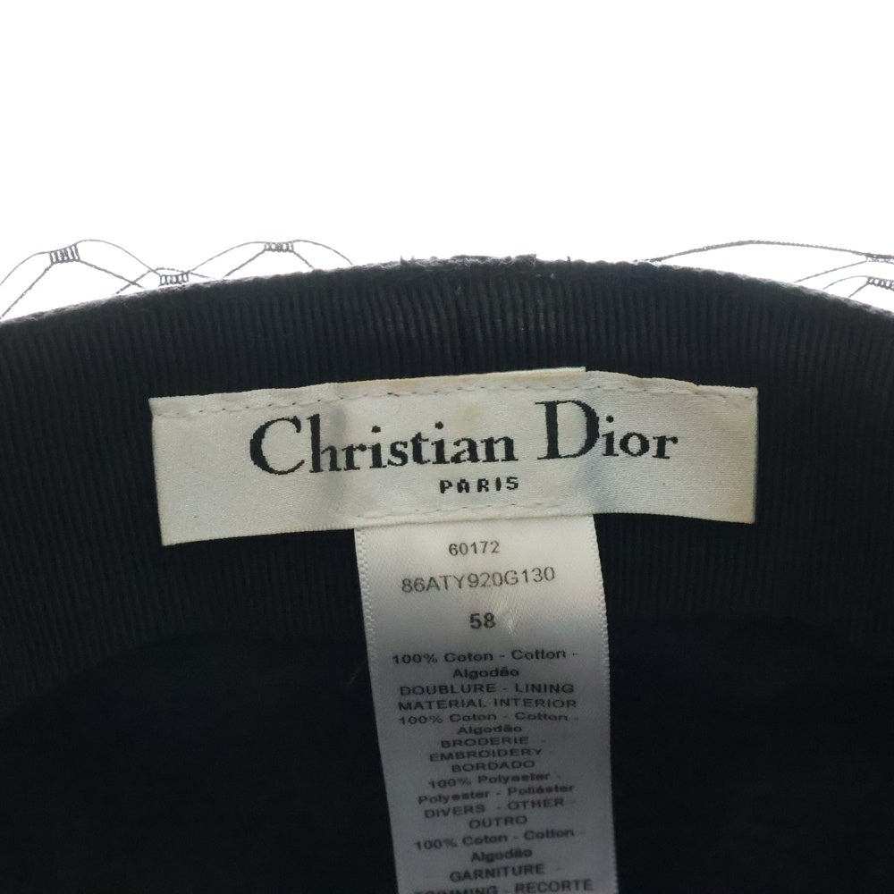 Christian Dior(クリスチャンディオール) Arty アーティー ベール付き コットン キャスケット 帽子 ブラック レディース 86ATY920G130