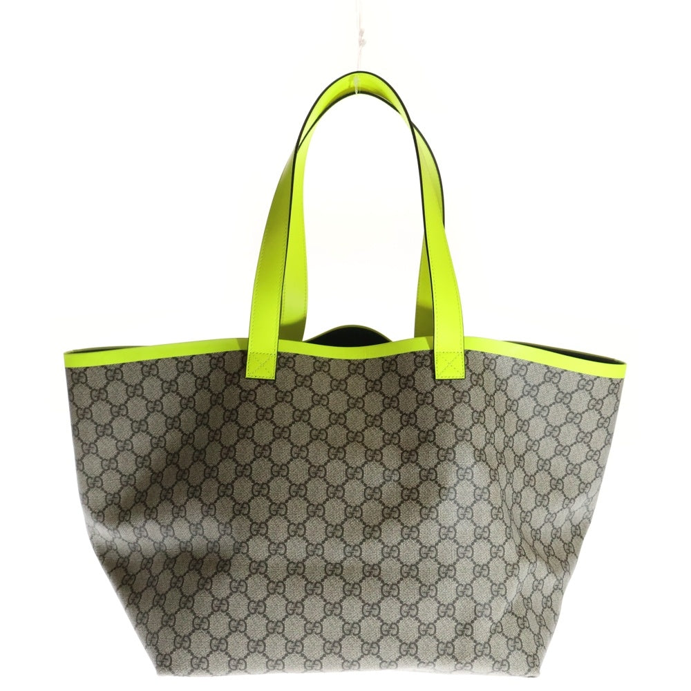 GUCCI(グッチ) トーティッシマ ミディアム トートバッグ ハンドバッグ ベージュ×ネオンイエロー PVC 792529
