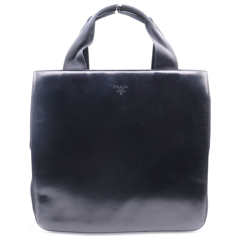 PRADA(プラダ) ロゴ トートバック ハンドバック カーフレザー テスート ブラック
