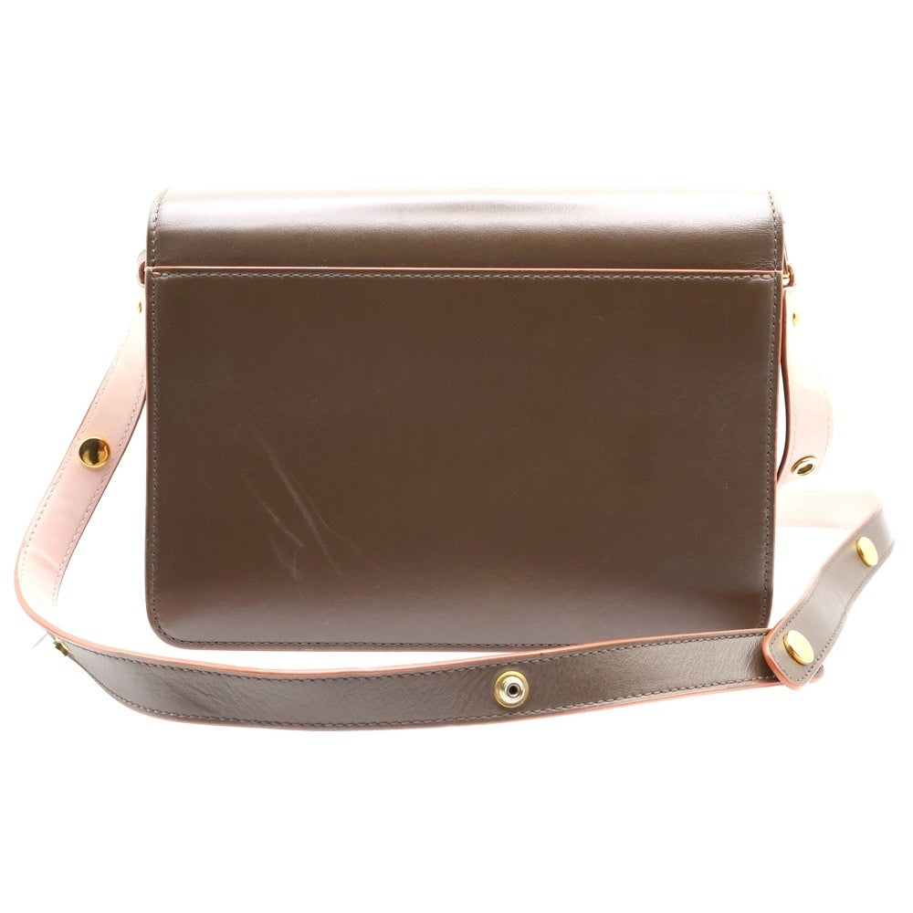MARNI(マルニ) TRUNK トランク レザー ワンショルダーバッグ ゴールド金具 ブラウン/オリーブ SBMPN09U14