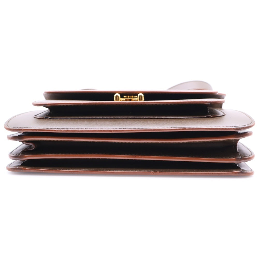 MARNI(マルニ) TRUNK トランク レザー ワンショルダーバッグ ゴールド金具 ブラウン/オリーブ SBMPN09U14