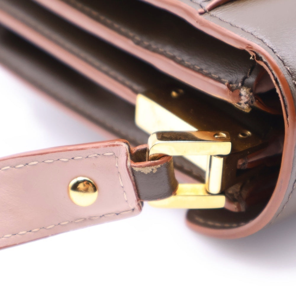 MARNI(マルニ) TRUNK トランク レザー ワンショルダーバッグ ゴールド金具 ブラウン/オリーブ SBMPN09U14