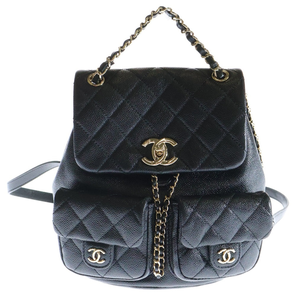 CHANEL(シャネル) マトラッセ チェーン リュック バックパック ブラック キャビアスキン ゴールド金具