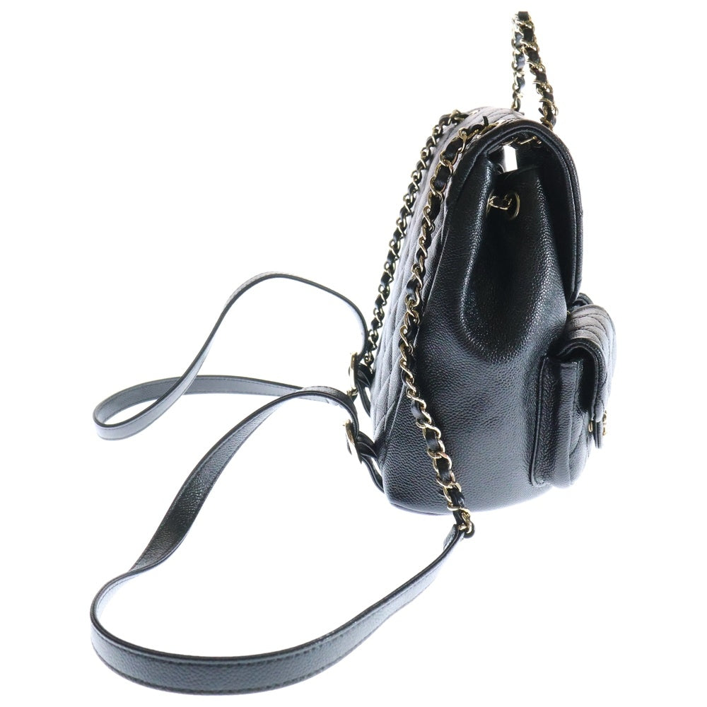 CHANEL(シャネル) マトラッセ チェーン リュック バックパック ブラック キャビアスキン ゴールド金具