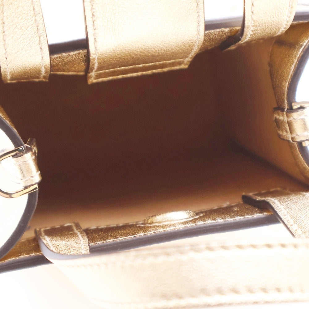 JIMMY CHOO(ジミーチュウ) MINI N/S TOTE ミニ メタリック スタースタッズ ラインストーン 2WAY レザー ハンド ショルダー トートバッグ ゴールド レディース J000160313001