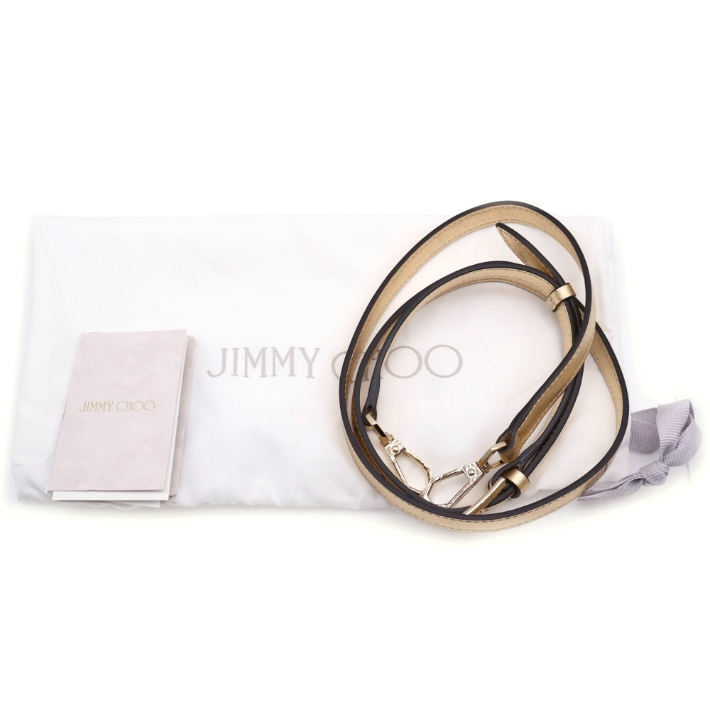 JIMMY CHOO(ジミーチュウ) MINI N/S TOTE ミニ メタリック スタースタッズ ラインストーン 2WAY レザー ハンド ショルダー トートバッグ ゴールド レディース J000160313001