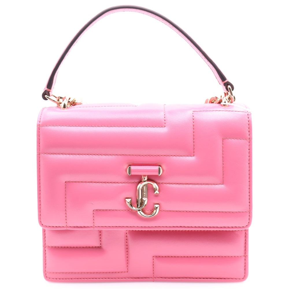 JIMMY CHOO(ジミーチュウ) AVENUE QUAD アヴェニュー クアッド キルティング レザー チェーンショルダーバッグ ゴールド金具 ピンク レディース J000153598001