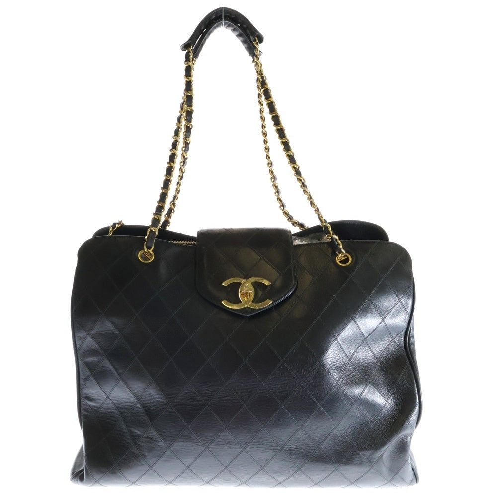 CHANEL(シャネル) ココマーク ビコローレ スーパーモデル レザーチェーントートバッグ ブラック レディース