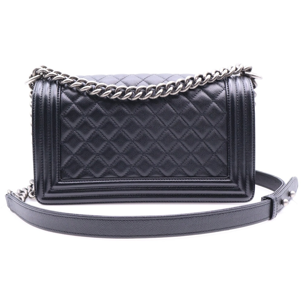 CHANEL(シャネル) ボーイシャネル25 ブラック キャビアスキン シルバー金具 ショルダーバッグ