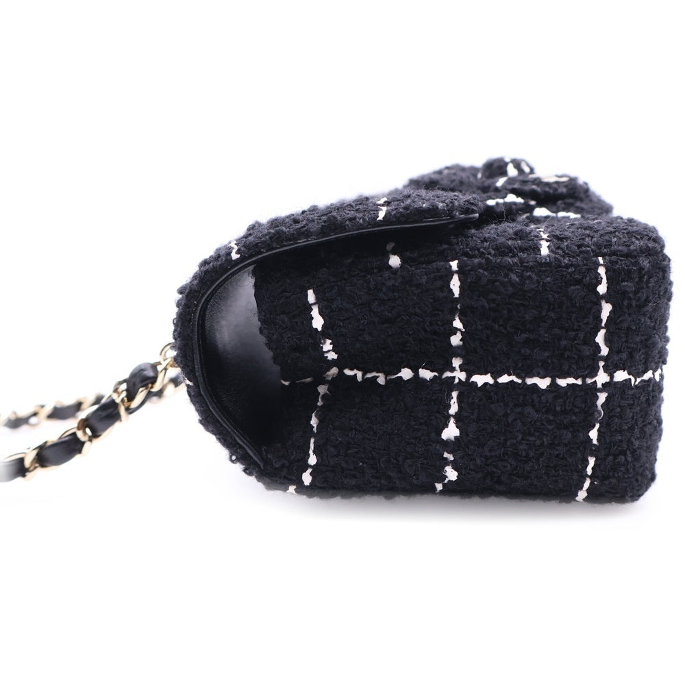 CHANEL(シャネル) カメリア チェーンショルダーバッグ ブラック ツイード ゴールド金具