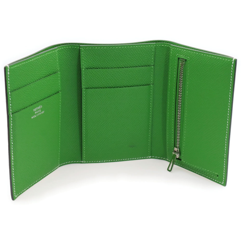 HERMES(エルメス) ベアン コンビネ ヴェールフィズ ヴェールユッカ ヴォーエプソン シルバー金具 W刻印 コンパクト財布
