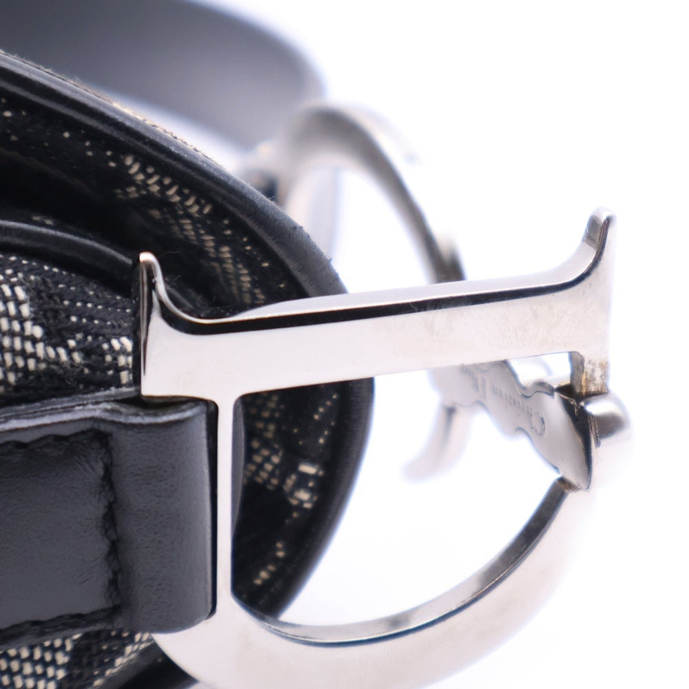 Christian Dior(クリスチャンディオール) トロッター サドルバッグ キャンバス ブラック シルバー金具 ワンショルダーバッグ ハンドバッグ レディース