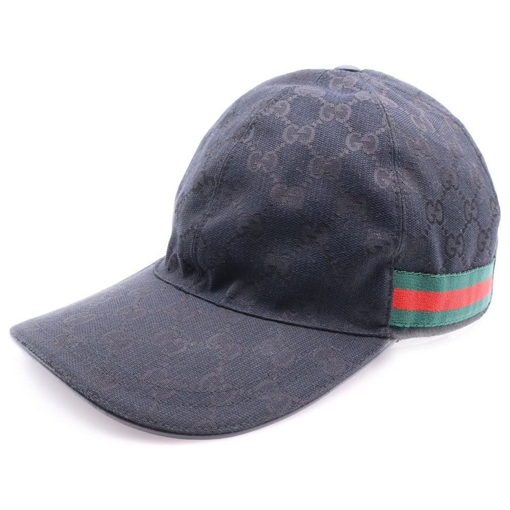 GUCCI(グッチ) GGキャンバス シェリーライン 6パネル ベースボールキャップ 帽子 ブラック 601491