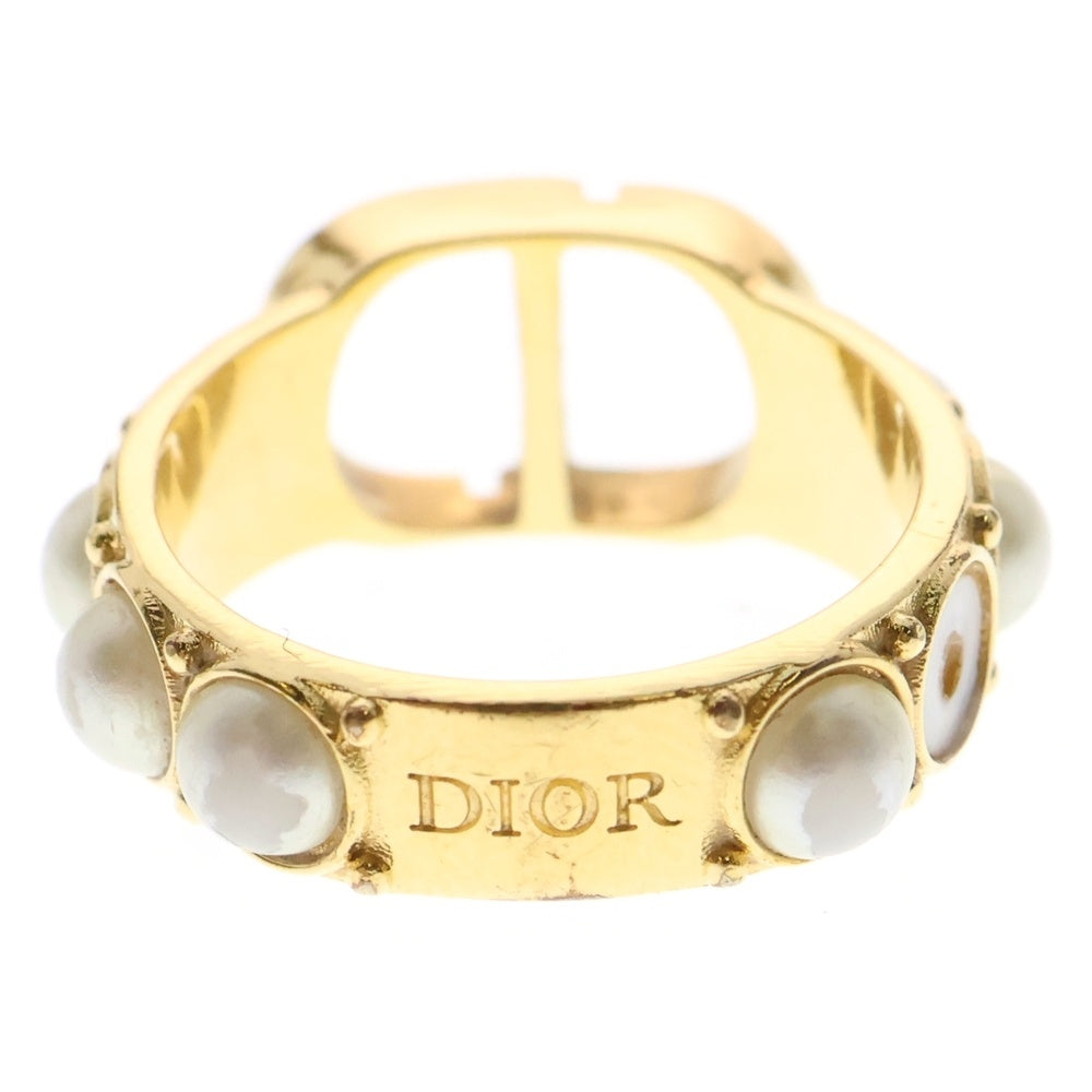 Christian Dior(クリスチャンディオール) ロゴパール リング 指輪 ゴールド GP