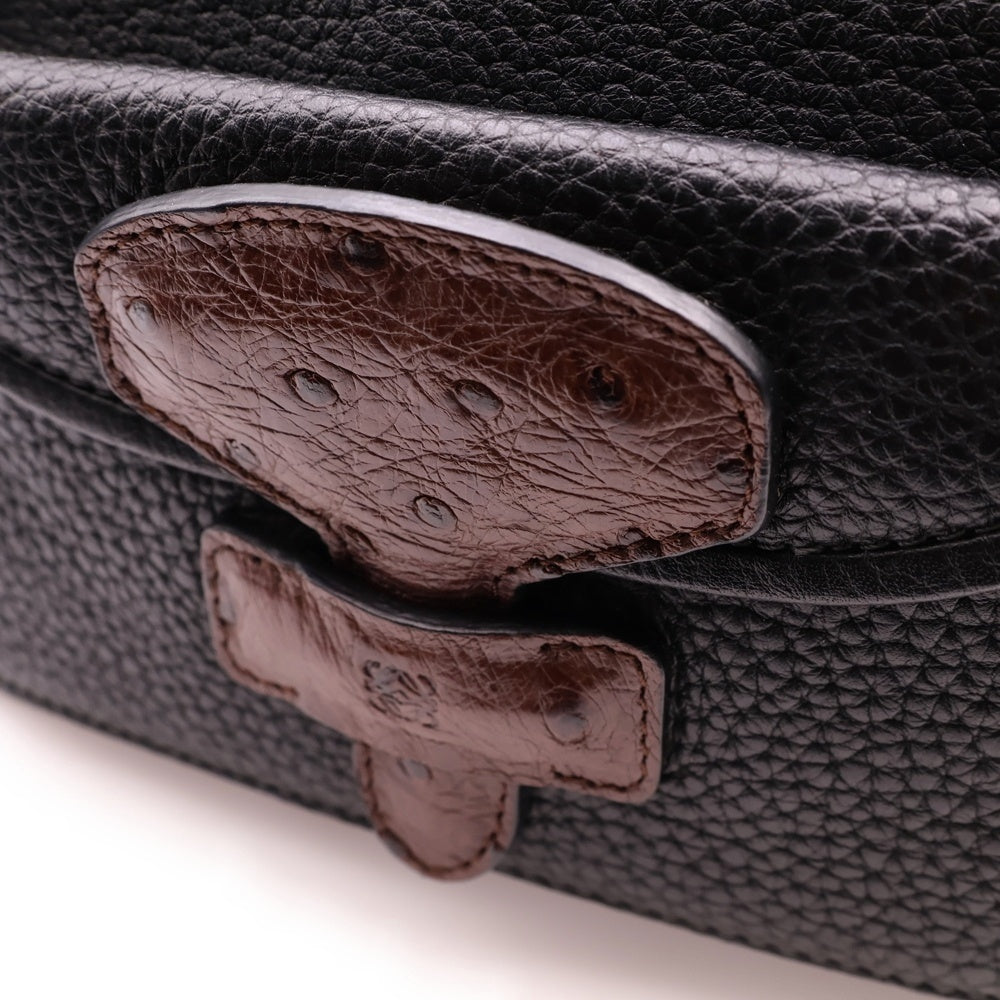 LOEWE(ロエベ) アナグラムロゴ コンビレザー ミニボストン ハンドバッグ ブラック