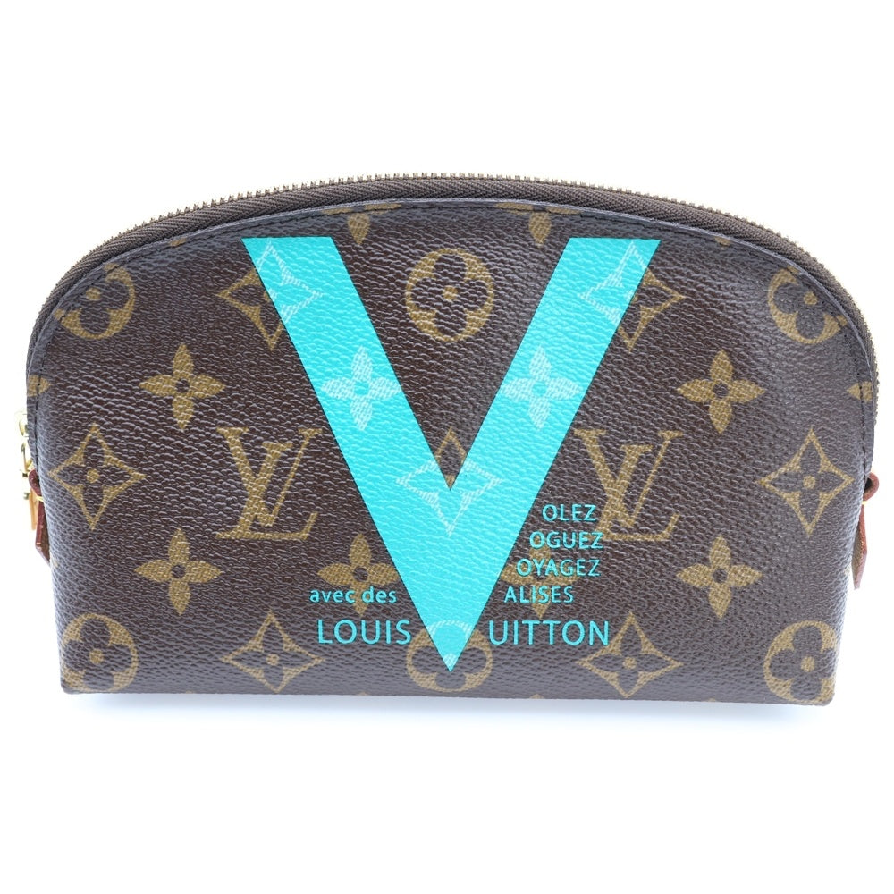 LOUIS VUITTON(ルイヴィトン) Vライン モノグラム ポシェット コスメティック ポーチ テュルコワーズ PVC ゴールド金具 ブラウン M50290