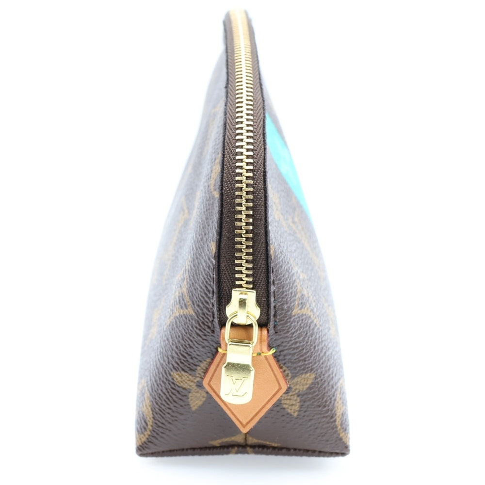 LOUIS VUITTON(ルイヴィトン) Vライン モノグラム ポシェット コスメティック ポーチ テュルコワーズ PVC ゴールド金具 ブラウン M50290