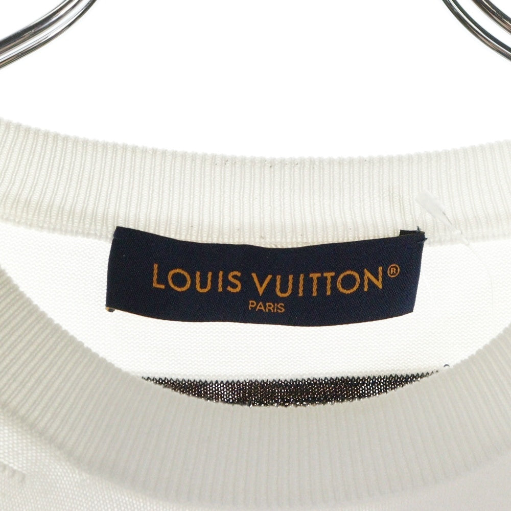 LOUIS VUITTON(ルイヴィトン) 23AW ロゴジャガードニット クルーネック 半袖Tシャツ カットソー ホワイト/ピンク RM232M HA0 HPN30W