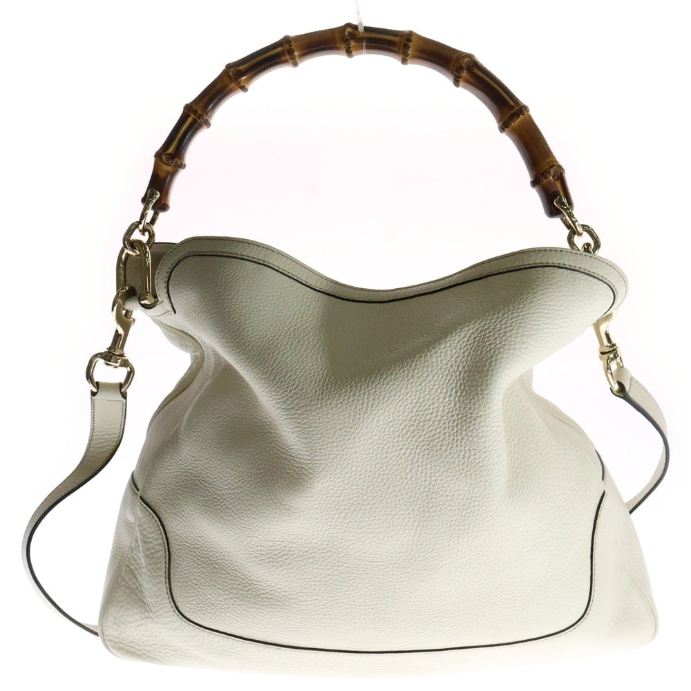 GUCCI(グッチ) ダイアナ バンブー 2WAYバッグ ハンドバッグ トートバッグ ショルダーバッグ ホワイト ゴールド金具 レザー 282315