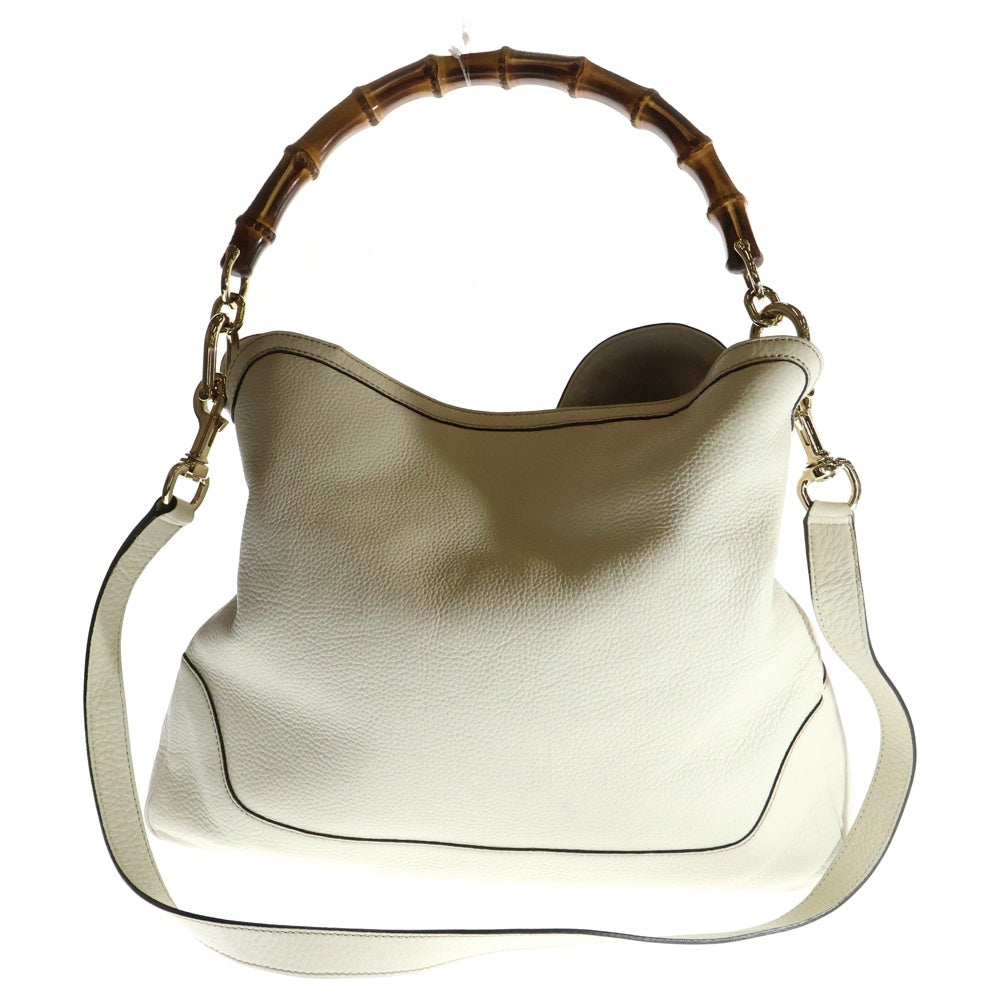 GUCCI(グッチ) ダイアナ バンブー 2WAYバッグ ハンドバッグ トートバッグ ショルダーバッグ ホワイト ゴールド金具 レザー 282315