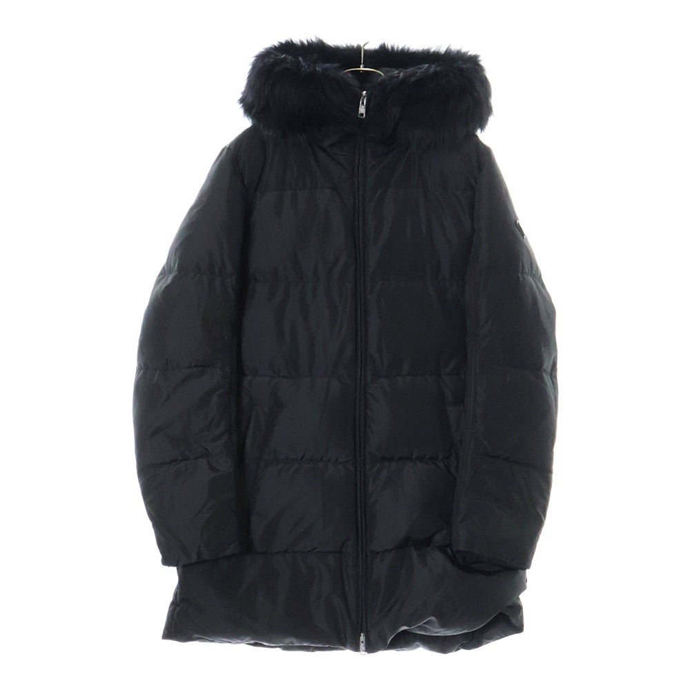 PRADA(プラダ) トライアングルロゴ シープファー フード付ナイロンダウンコート ブラック レディース 29E117 R212