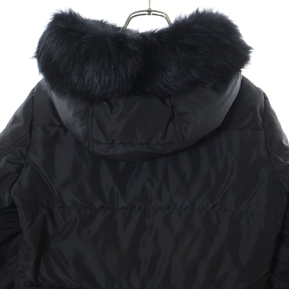 PRADA(プラダ) トライアングルロゴ シープファー フード付ナイロンダウンコート ブラック レディース 29E117 R212