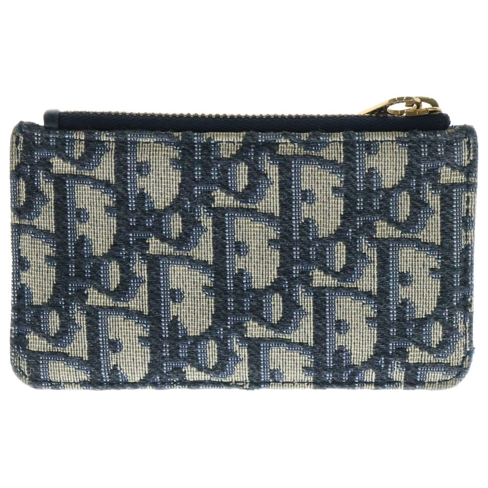 Christian Dior(クリスチャンディオール) オブリーク トロッター柄 キャンバス レザー コインケース キーケース ポーチ ネイビー/ベージュ