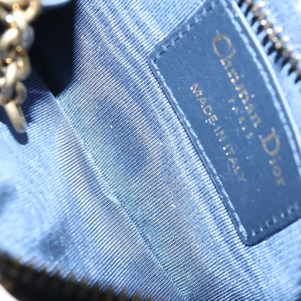 Christian Dior(クリスチャンディオール) オブリーク トロッター柄 キャンバス レザー コインケース キーケース ポーチ ネイビー/ベージュ