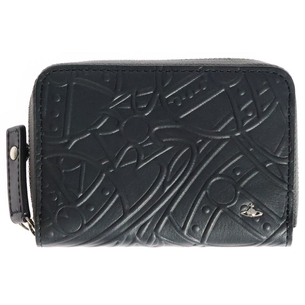 Vivienne Westwood(ヴィヴィアンウエストウッド) オーブ コンパクトウォレット コインケース シルバー金具 ネイビー レザー
